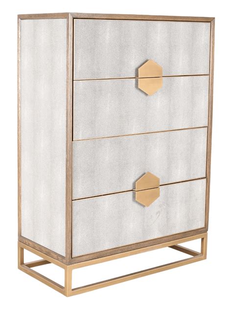 Jorge Tall 4 Drawer Chest Shagreen / Brown / Brass – Home Gallery