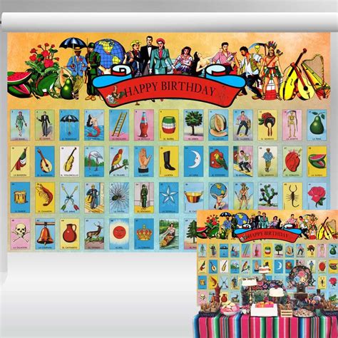 Buy Mexican Loteria Cards Backdrop Birthday Party Decorations Mexican Bingo Game Background for ...