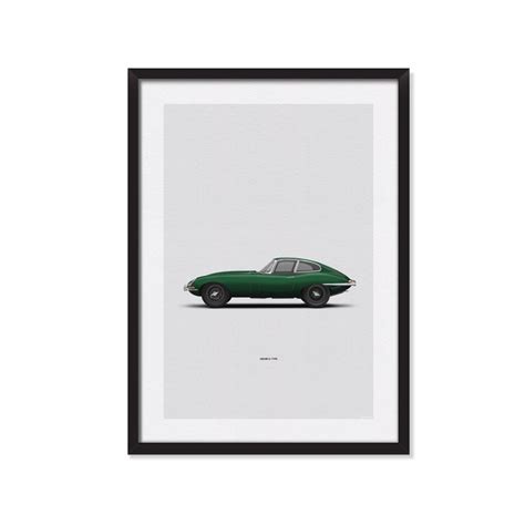 Jaguar E-Type in British Racing Green car poster | Etsy
