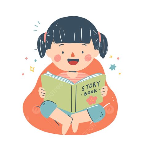 Storybook PNG Picture, Girl Read A Storybook On Bean Bag, Read, Story Book, World Book Day PNG ...