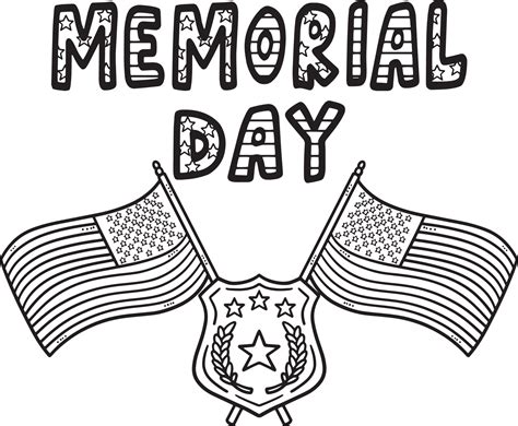 Memorial Day Isolated Coloring Page for Kids 20119107 Vector Art at ...