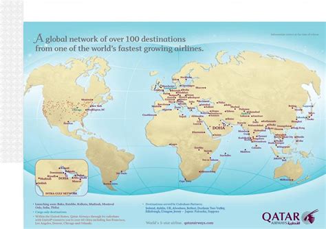 Qatar route map - Qatar flight routes map (Western Asia - Asia)