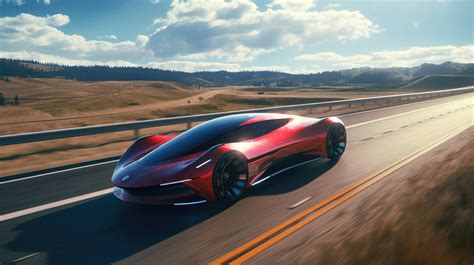 A 4K ultra HD wallpaper of a futuristic car with a self-driving feature, driving down a highway