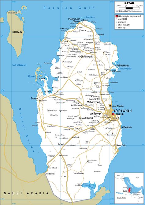 Qatar Map (Road) - Worldometer