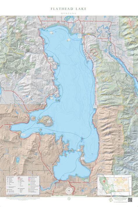 Flathead Lake wall map | OffTheGridMaps - Montana