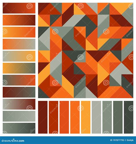 Harmonious Palette of Fall Colors and Gradients with Geometric Composition. Burgundy, Orange ...