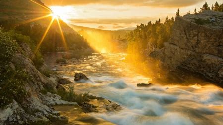 bright sunrise over fast flowing river - Rivers & Nature Background Wallpapers on Desktop Nexus ...