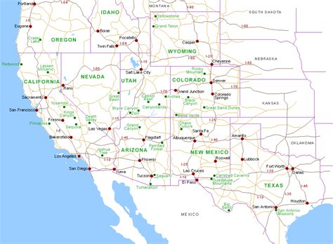 Maps of Southwest and West USA | Southwest usa, Map, National parks usa