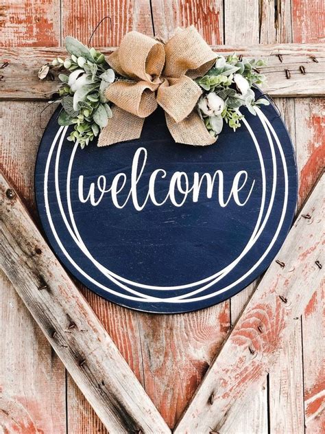 Round Door Hanger Front Door Sign Welcome sign for front | Etsy ...