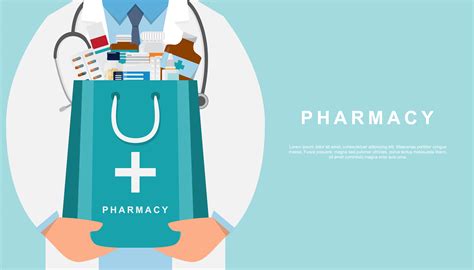 pharmacy background with doctor holding a medicine bag 656923 Vector Art at Vecteezy