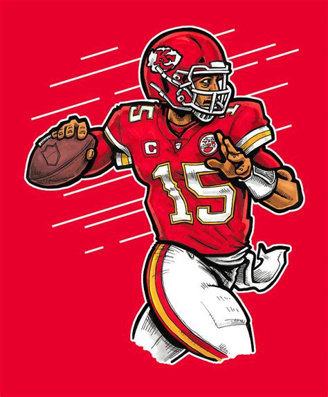 Patrick Mahomes Red Drawing by Richard Miller