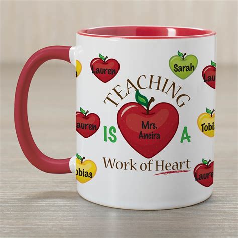 Personalized Teacher Mug with Apple Heart | GiftsForYouNow