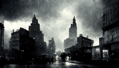 Premium Photo | Rainy cityscape dark mood generative ai generative ai