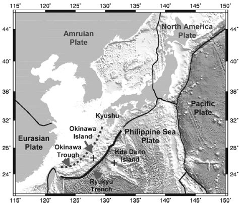 Plate boundaries around the Japan islands. The Amurian plate boundary ...