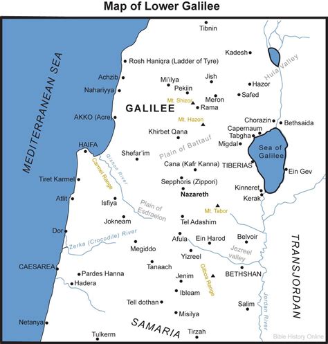 Galilee map - Map of Galilee (Israel)