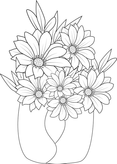 How To Draw A Bouquet Of Flowers In Vase | Best Flower Site