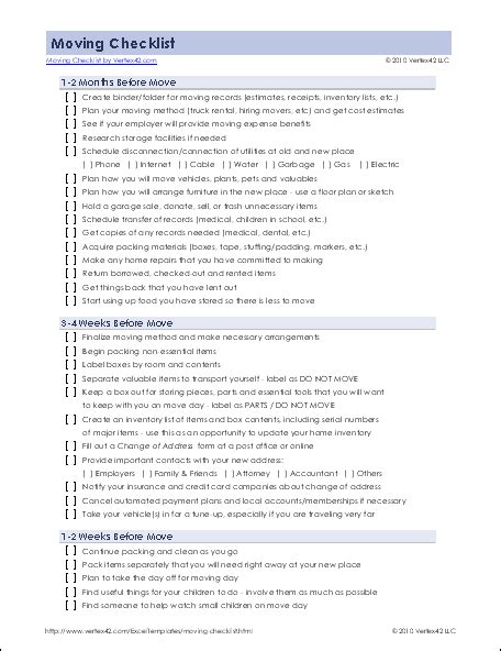 Moving Out Of State Checklist Printable | Images and Photos finder