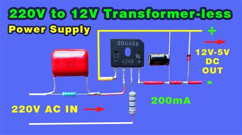 How to convert AC to DC without Transformer, 220v to 12v dc converter - YouTube