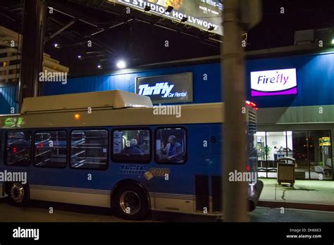 A Thrifty Car Rental shuttle parked at the Thrifty offices at LAX Los ...