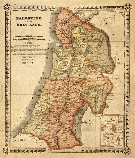 Holy Land map 1865 Map of Palestine Biblical Regions Antique | Etsy