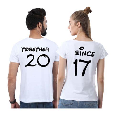 Together Since 2017 Couple Shirts Honeymoon Casual Tee Couples Shirts Matching Tees Anniversary ...