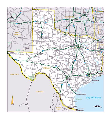 Large roads and highways map of the state of Texas | Texas state | USA ...