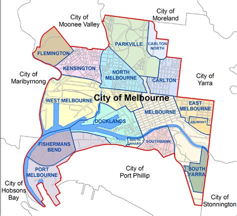 City of Melbourne Australia Boundary Map - Melbourne Australia • mappery