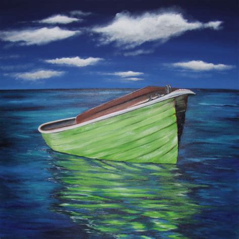 Ann Steer Gallery - Beach Paintings and Ocean Art: Little Green Boat