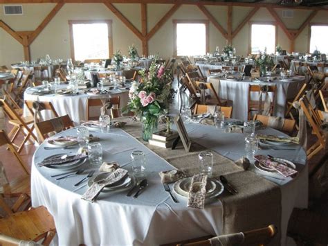 round tables with burlap runners | K & R's Big Day! | Pinterest