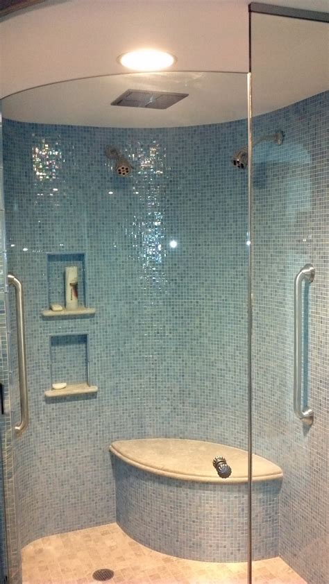 27 nice pictures of bathroom glass tile accent ideas