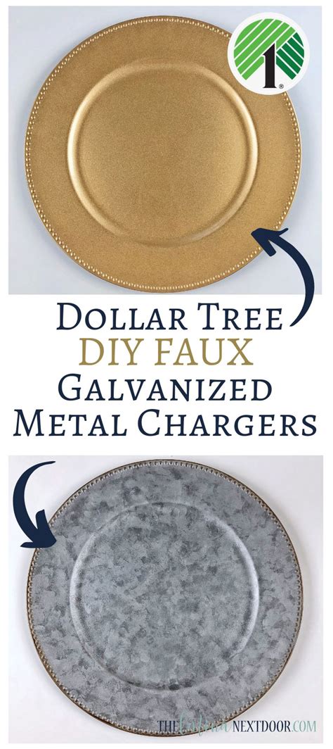 DIY Faux Galvanized Metal Plate Chargers