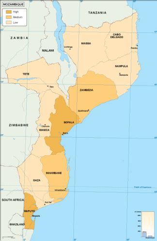 Mozambique economic map. EPS Illustrator Map | Vector World Maps