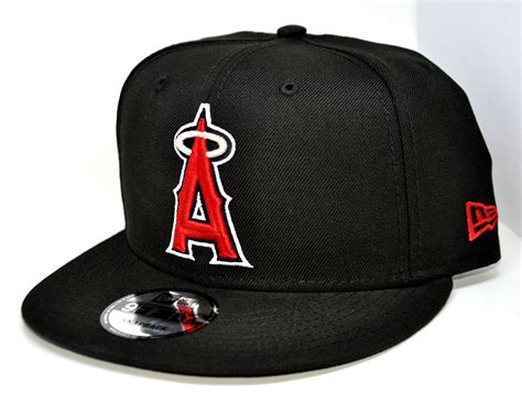 Los Angeles Angels 9FIFTY Adjustable Snapback Hat - All Black with Red ...