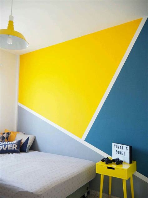 Pin on ⭐It's all about the Boy | Bedroom wall designs, Bedroom wall paint, Geometric wall paint