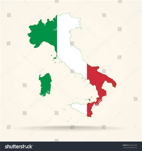 Map of Italy in Italy flag colors - Royalty Free Stock Vector 426944656 ...