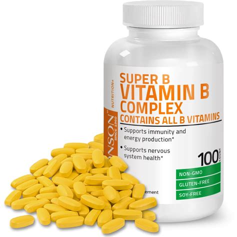 Bronson Vitamin B Complex (Vitamin B1, B2, B3, B6, B9 - Folic Acid, B12 ...