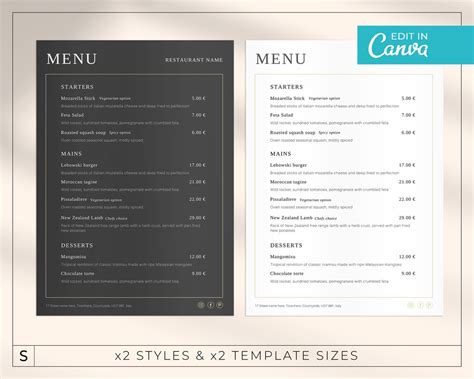 Gold Menu Template / Modern Editable Menu List / Canva Price List ...