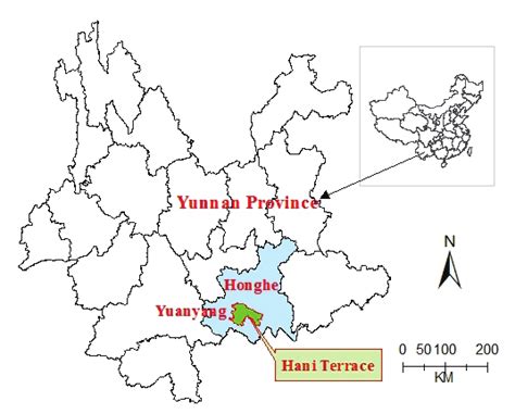 -Location of Yunnan Province, Honghe Prefecture, Yuanyang County and ...