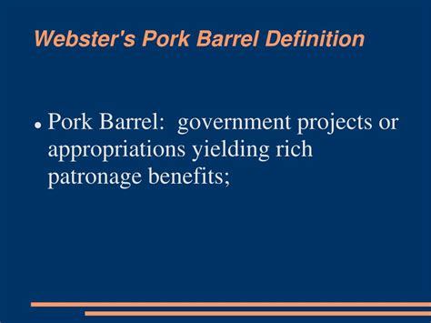 Definition Of Pork Barrel Legislation - DEFINITION GHW