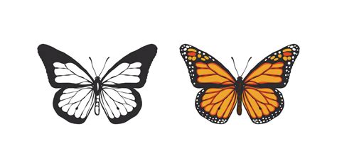 Butterflies icons. Hand drawn butterfly contours. Butterfly wings ...