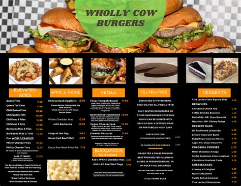 Wholly Cow Burgers Menu | Wholly Cow Burgers