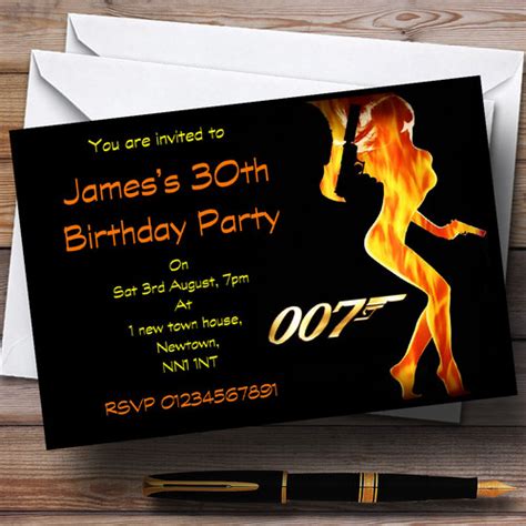 James Bond Themed Personalised Party Invitations - The Card Zoo