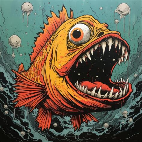 Premium AI Image | crazy fish angry furious mad portrait expressive illustration artwork oil ...