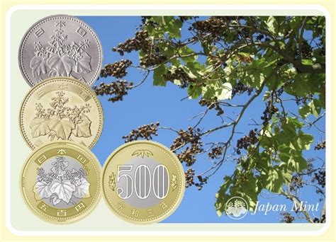 Japanese newly designed 500 yen coin with paulownia flower pattern