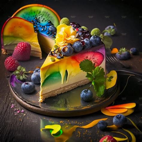 Premium Photo | A slice of cake with a slice of fruit on it