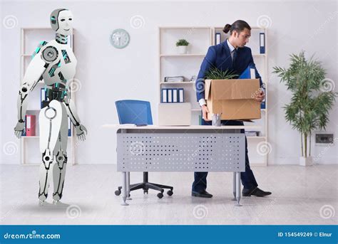 Concept of Robots Replacing Humans in Offices Stock Image - Image of ...