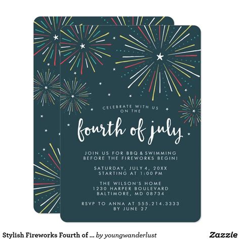 Stylish Fireworks Fourth of July Party Invitations | Zazzle.com | Fourth of july, Party ...