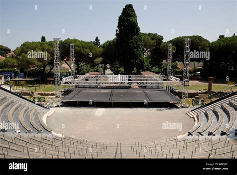 Open air theater build in the Roman Amphitheater, Frejus, France Stock ...