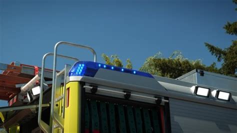 Warning Lights On Fire Truck Blue Stock Footage Video (100% Royalty ...