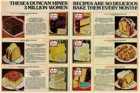 6 dessert recipes with Duncan Hines cake mix (1978) - Click Americana